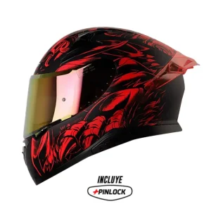 Casco Shaft Pro 612Dv Evo Apex Predat Rojo Negro Visor Iridium Rojo